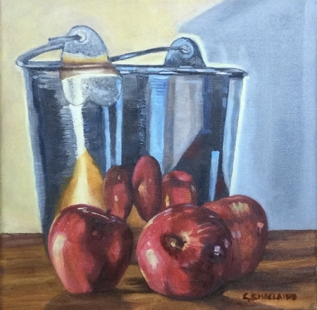 The Metal Bucket with Red Apples